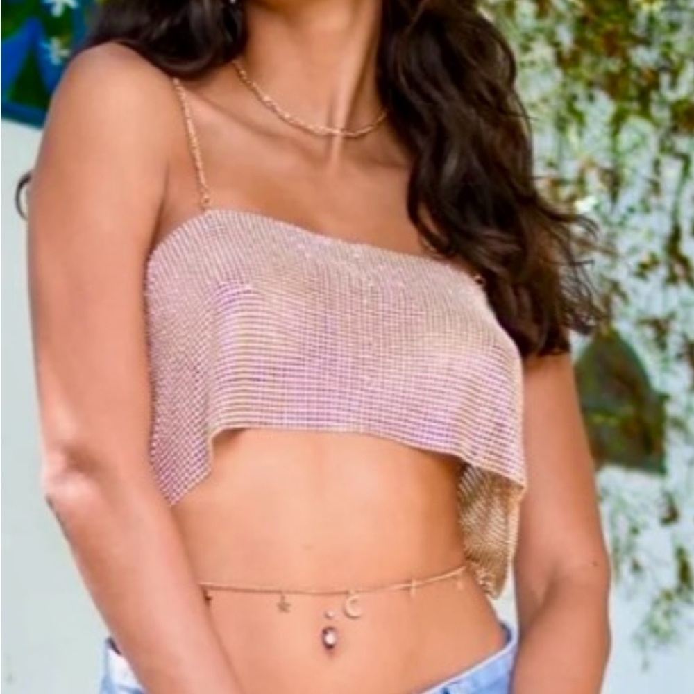 Dazzling Rose Gold Chainmail Crop Top